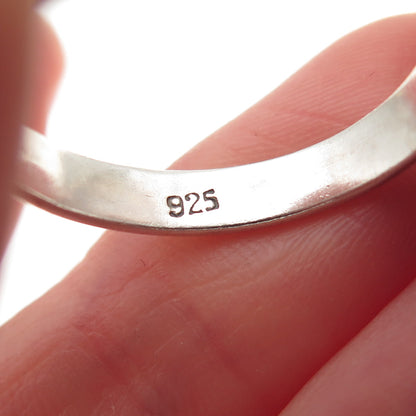 925 Sterling Silver Vintage Real Black Onyx Modernist Oxidized Ring Size 8.75