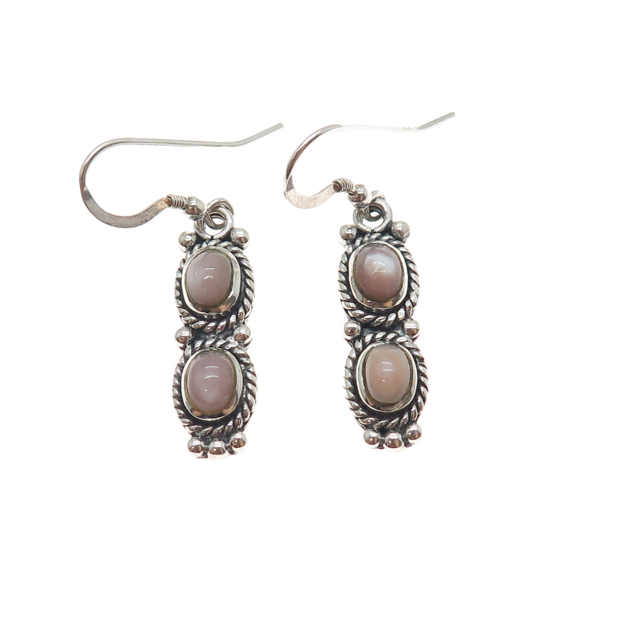 SUNRISE Old Pawn 925 Sterling Silver Vintage Southwestern MOP Dangle Earrings