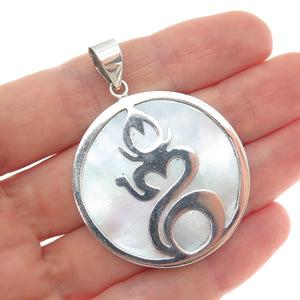 925 Sterling Silver Vintage Real Mother-of-Pearl Buddha Charm Pendant