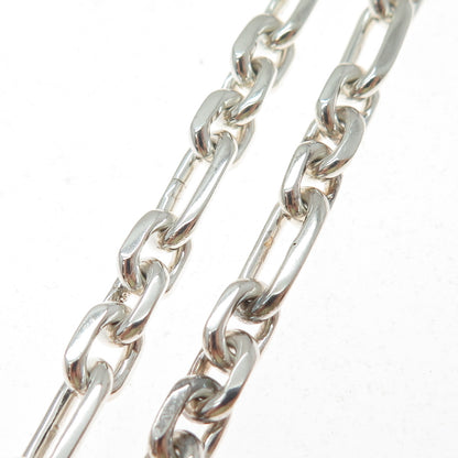 925 Sterling Silver Vintage Oval Figaro Chain Necklace 16-18"