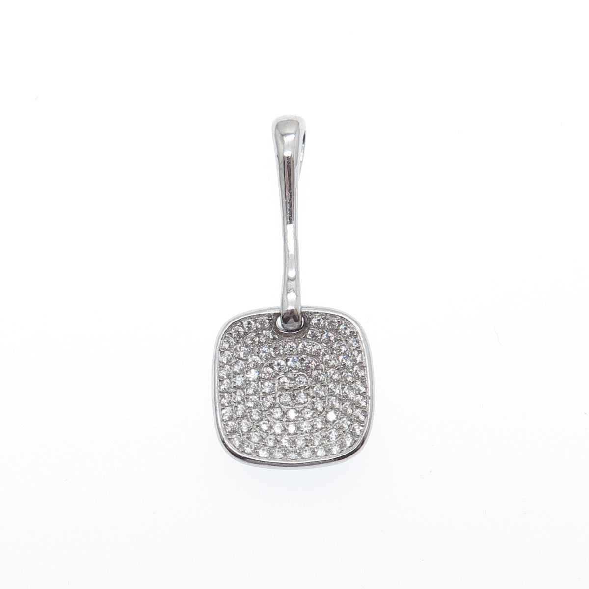 925 Sterling Silver Round-Cut C Z Cushion Drop Charm Pendant