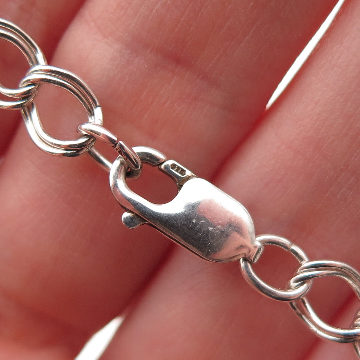 925 Sterling Silver Vintage Double Curb Link Bracelet 7.25"