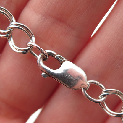 925 Sterling Silver Vintage Double Curb Link Bracelet 7.25"