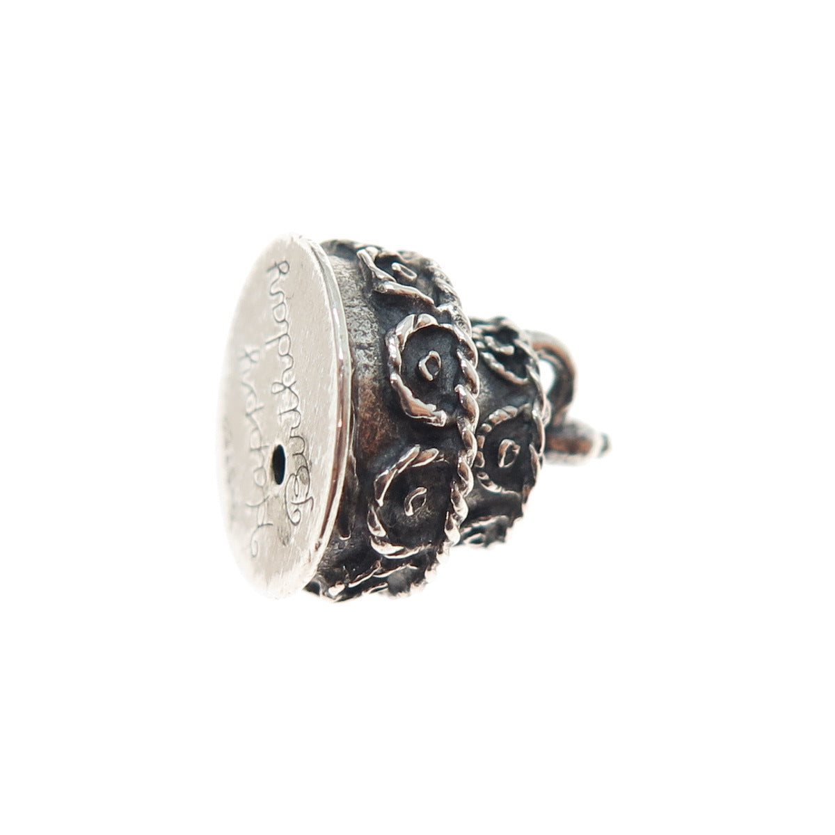 BEAU 925 Sterling Silver Vintage Happy Birthday Cake Mini 3D Charm Pendant
