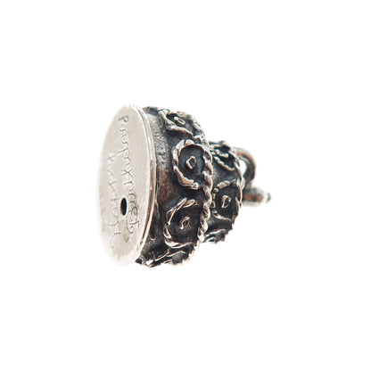 BEAU 925 Sterling Silver Vintage Happy Birthday Cake Mini 3D Charm Pendant
