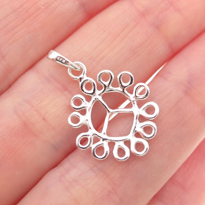 925 Sterling Silver Vintage Peace Symbol Ornate Charm Pendant