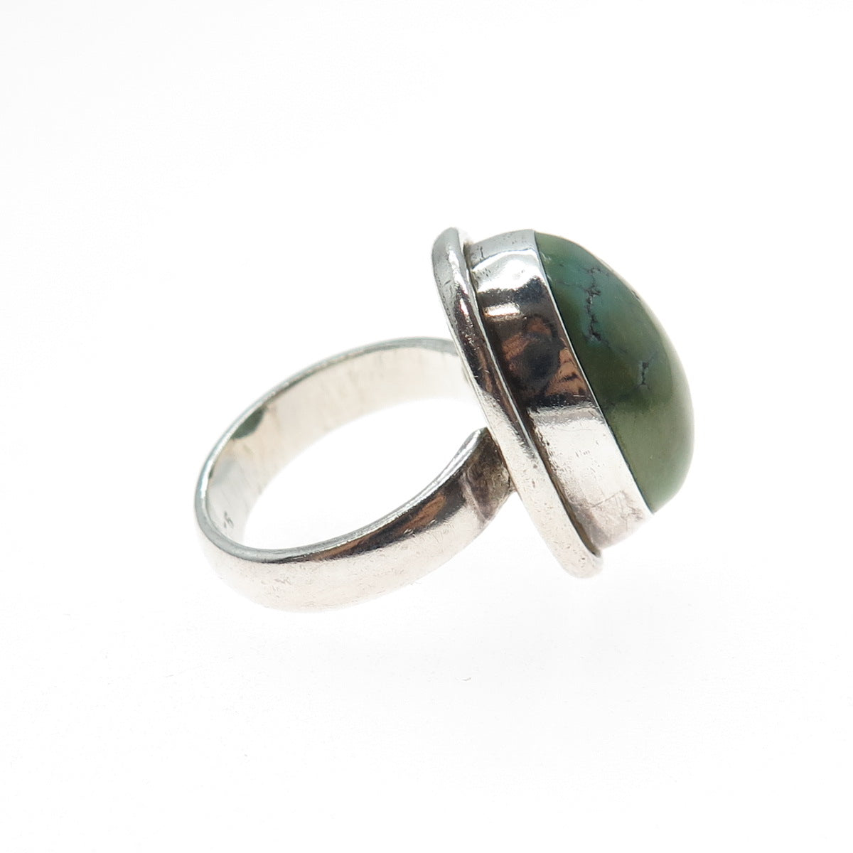 925 Sterling Silver Vintage Real Cabochon Royston Turquoise Ring Size 6.75