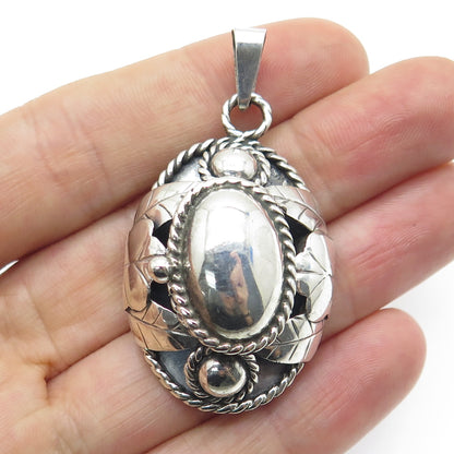 R. LUCO 925 Sterling Silver Vintage Mexico Floral Locket / Pill Box Pendant