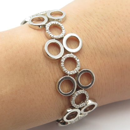 925 Sterling Silver Seta C Z Bubbles Link Bracelet 7.25"