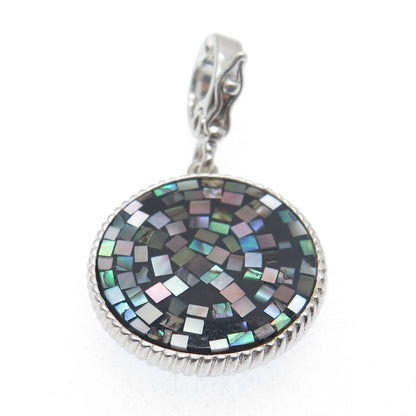 925 Sterling Silver Vintage Real Pearl Abalone Shell Inlay Tree of Life Pendant