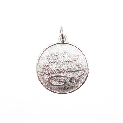 Rembrandt RJL 925 Sterling Silver Vintage To Our Bridesmaid Mini Charm Pendant