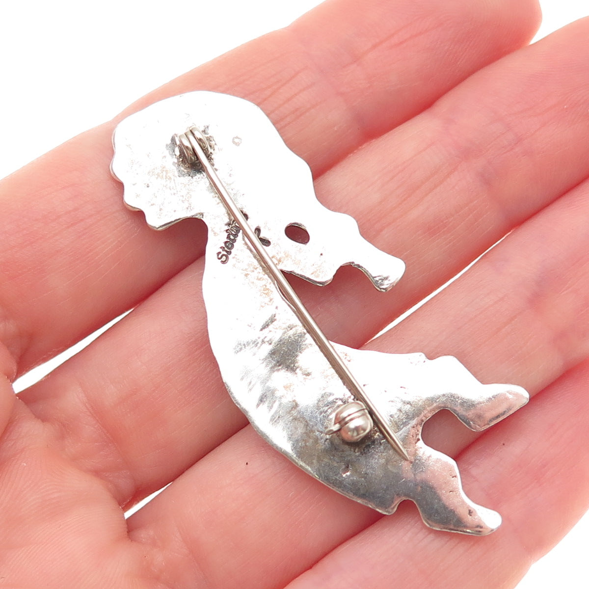 Jamison Kee Navajo Old Pawn 925 Sterling Vintage Turquoise Kokopelli Pin Brooch