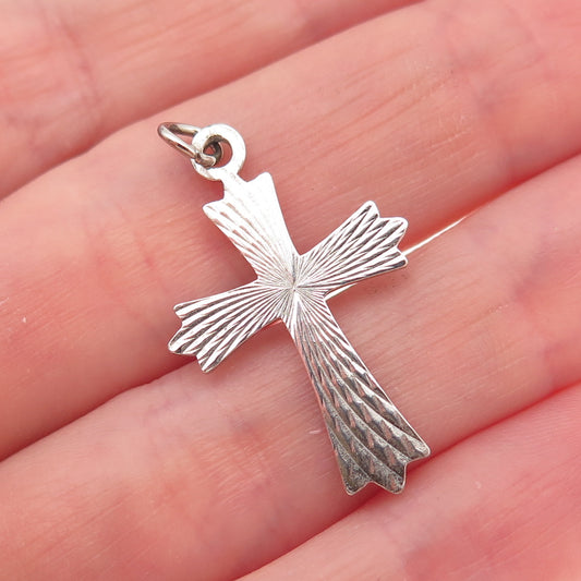 925 Sterling Silver Vintage Diamond-Cut Cross Charm Pendant