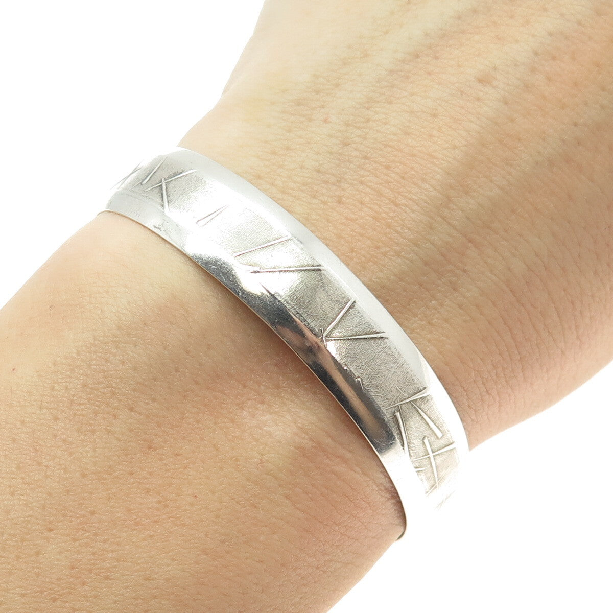 JULIUS OLAF RANDAHL Sterling Silver Vintage Modernist Adjustable Bracelet 6.5"