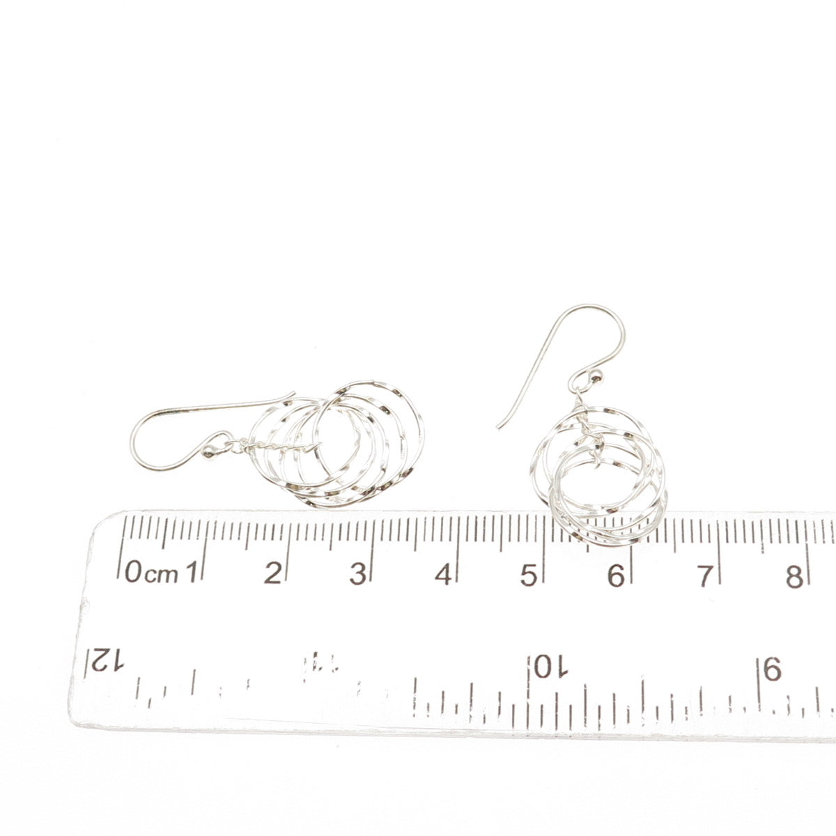 925 Sterling Silver Interlocked Circle Dangle Earrings