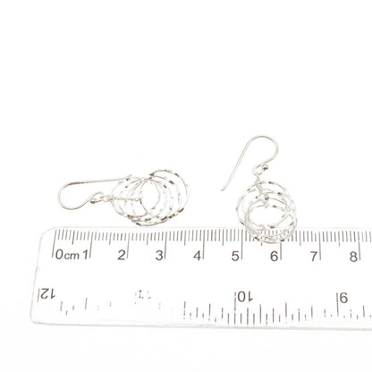 925 Sterling Silver Interlocked Circle Dangle Earrings