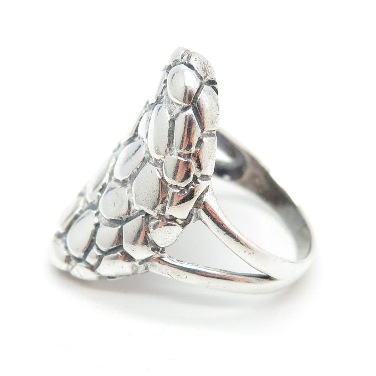 925 Sterling Silver Vintage Pebble Statement Ring Size 8.75