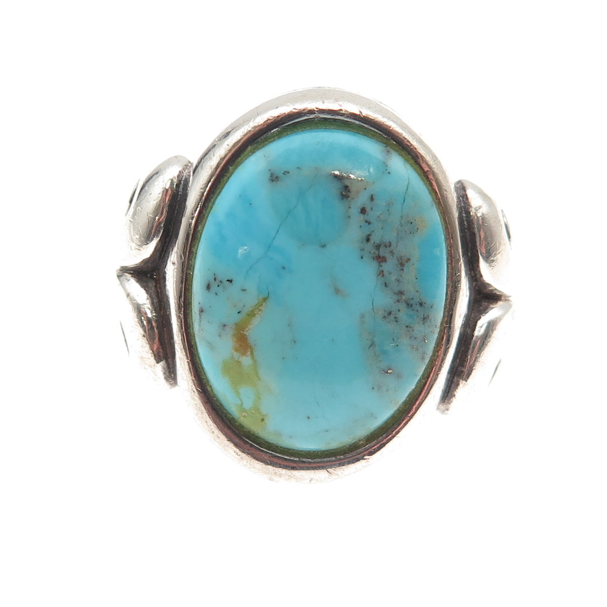 Barse 925 Sterling Silver Vintage Real Tyrone Turquoise Modernist Ring Size 6.25