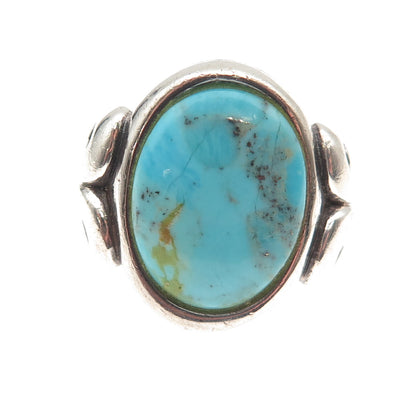Barse 925 Sterling Silver Vintage Real Tyrone Turquoise Modernist Ring Size 6.25