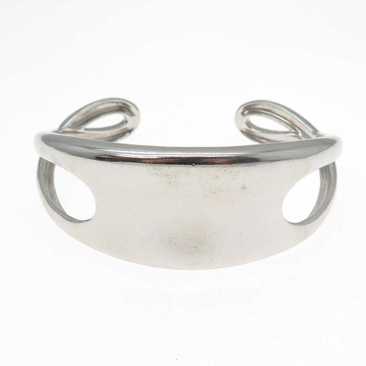 NAMBE 925 Sterling Silver Vintage Modernist Adjustable Cuff Bracelet 7.25"