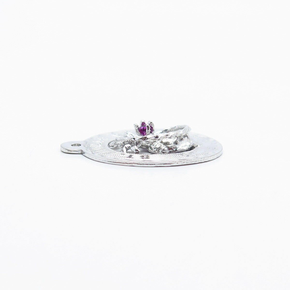 925 Sterling Silver Vintage Amethyst-Tone C Z St.Thomas Pineapple Charm Pendant