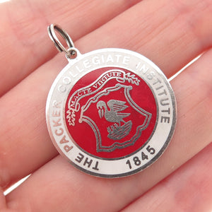 925 Sterling Silver Vintage Enamel The Packer Collegiate Institute Charm Pendant