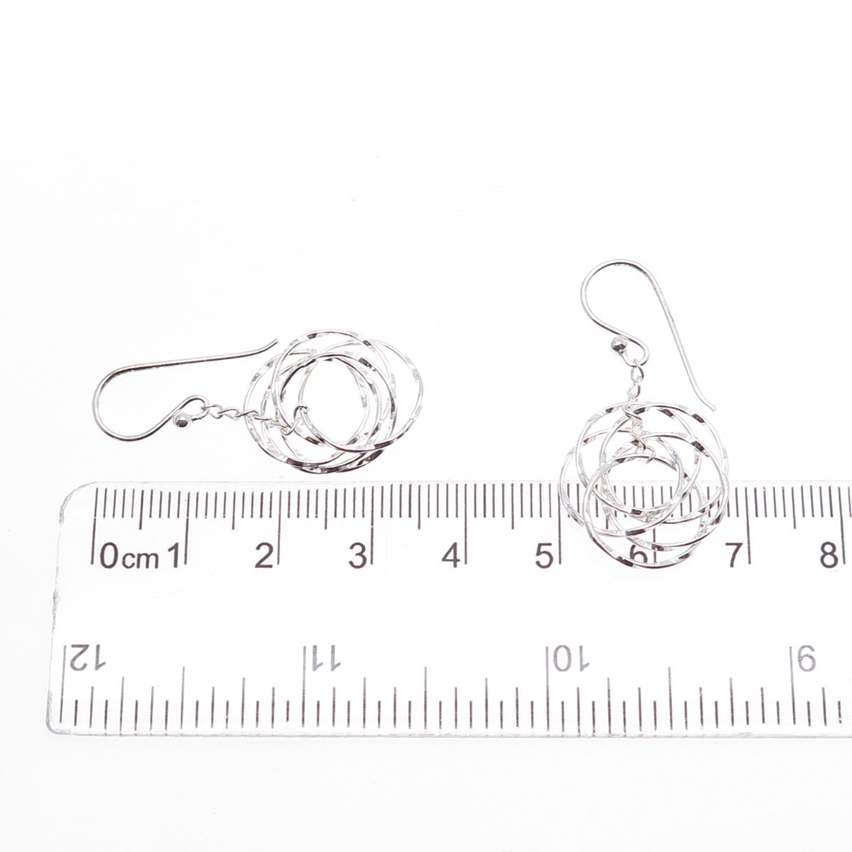 925 Sterling Silver Interlocked Circle Dangle Earrings