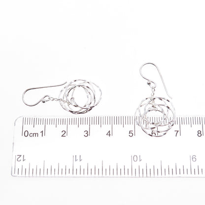 925 Sterling Silver Interlocked Circle Dangle Earrings
