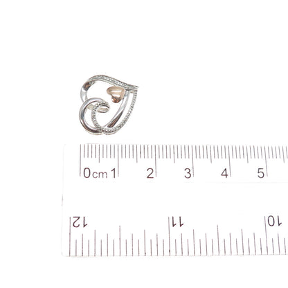 JANE SEYMOUR 10K Gold 925 Sterling Silver Real Diamond Heart Mini Slide Pendant