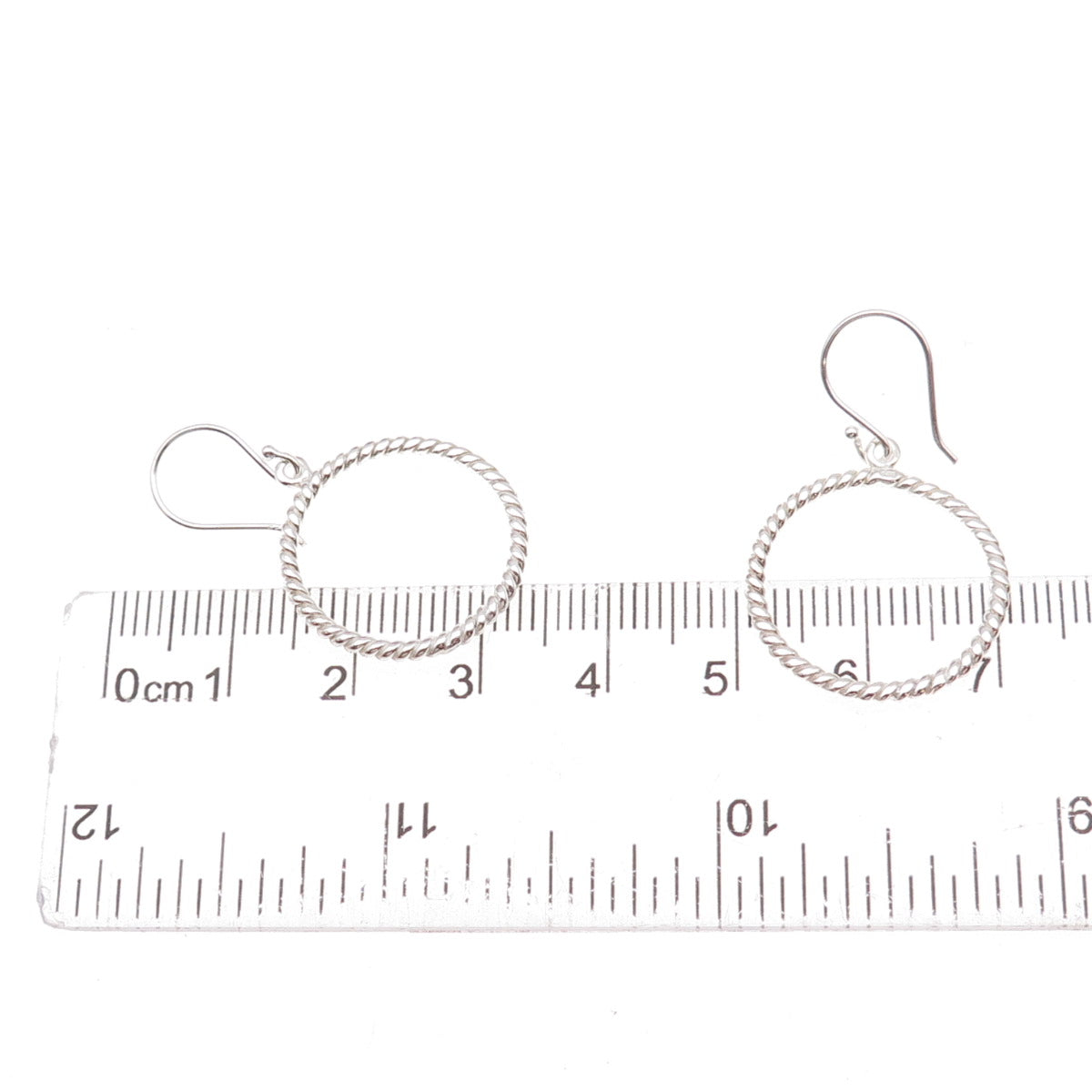 925 Sterling Silver Twisted Circle Dangle Earrings