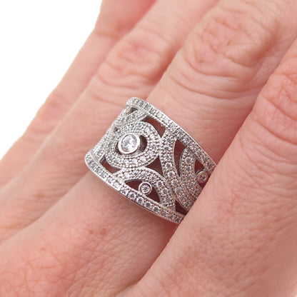 925 Sterling Silver Round-Cut C Z Sparkle Ring Size 7.25