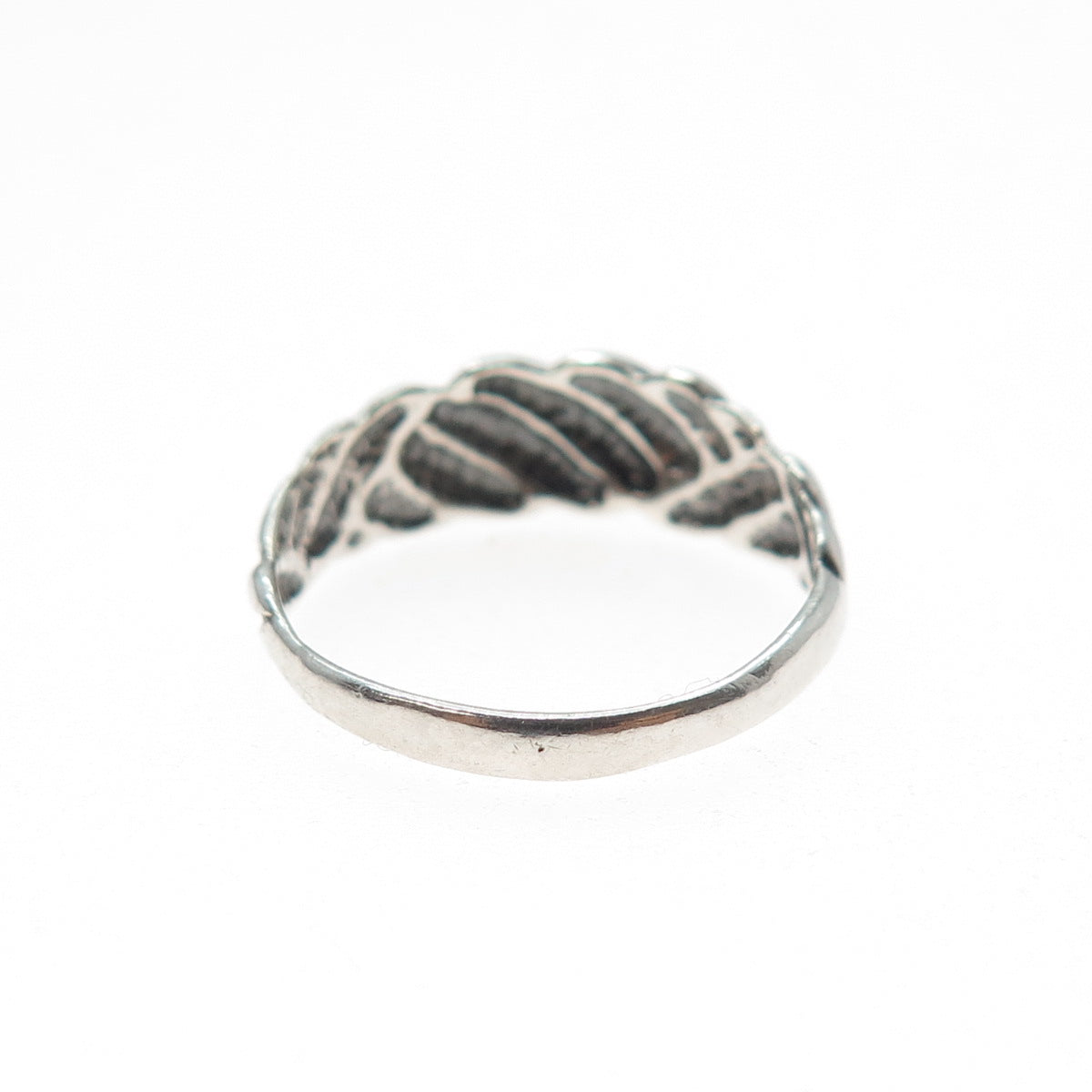 925 Sterling Silver Vintage 1987 Modernist Ribbed Oxidized Ring Size 7.5
