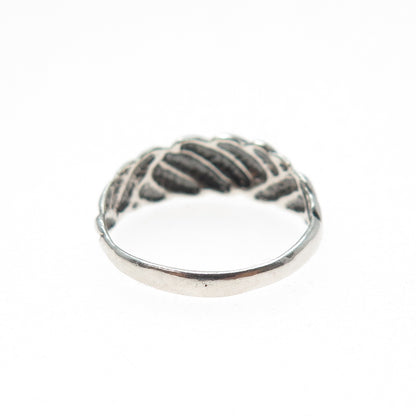 925 Sterling Silver Vintage 1987 Modernist Ribbed Oxidized Ring Size 7.5