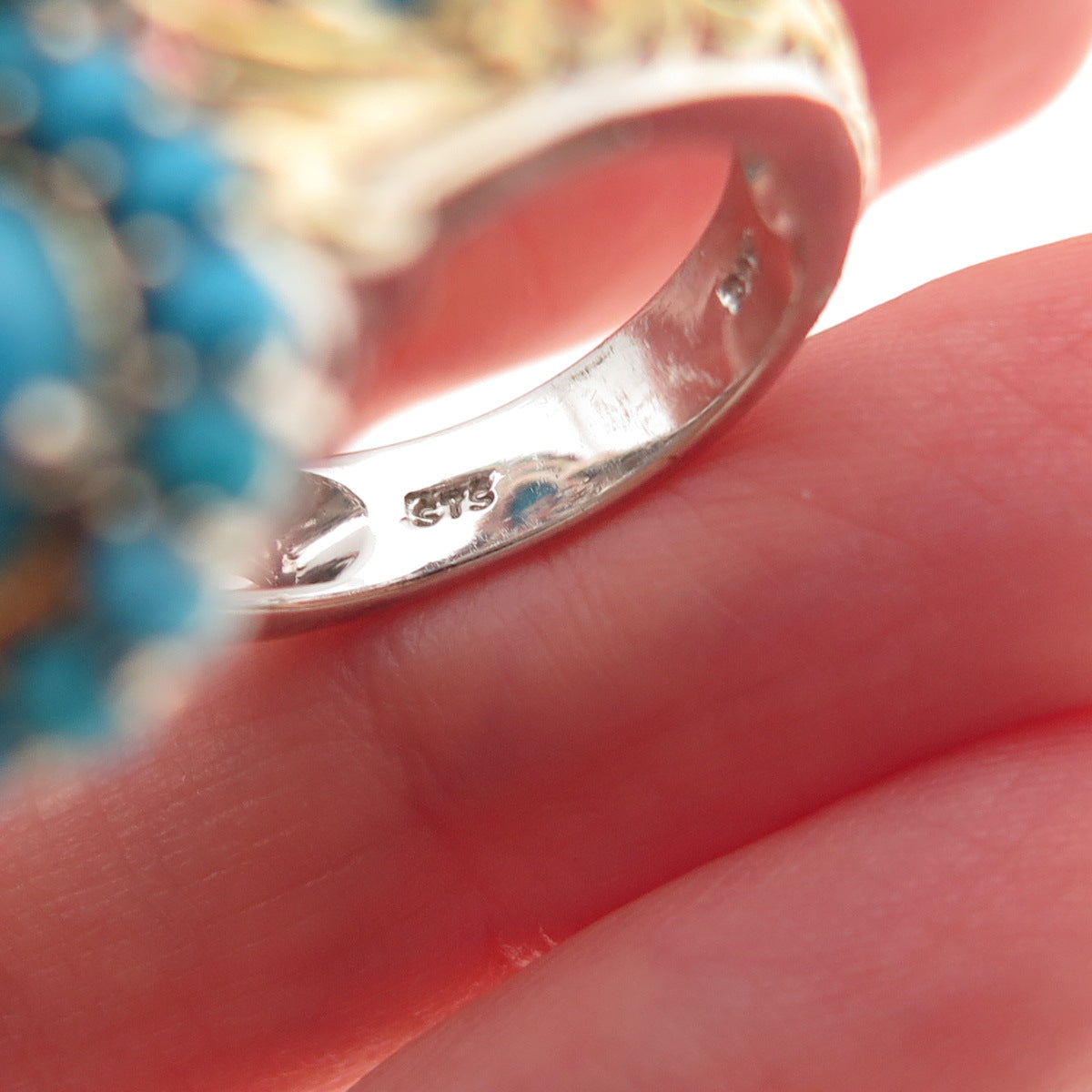 Chuck Clemency 925 Sterling 2-Tone Real Sleeping Beauty Turquoise Ring Size 8.25