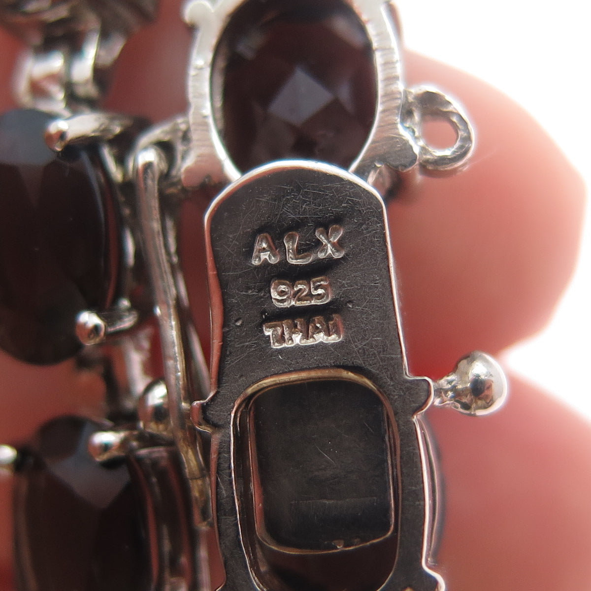 ALEXANDRIA & CO. 925 Sterling Silver Real Oval-Cut Smoky Quartz Bracelet 7.25"