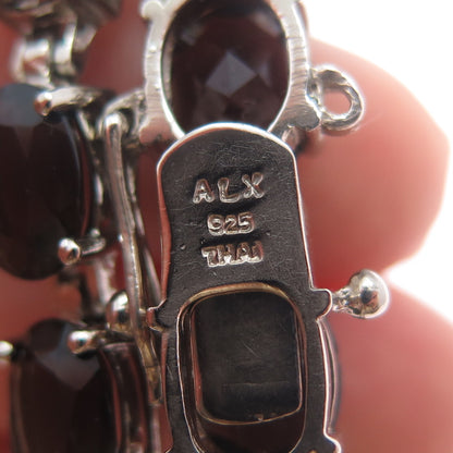 ALEXANDRIA & CO. 925 Sterling Silver Real Oval-Cut Smoky Quartz Bracelet 7.25"
