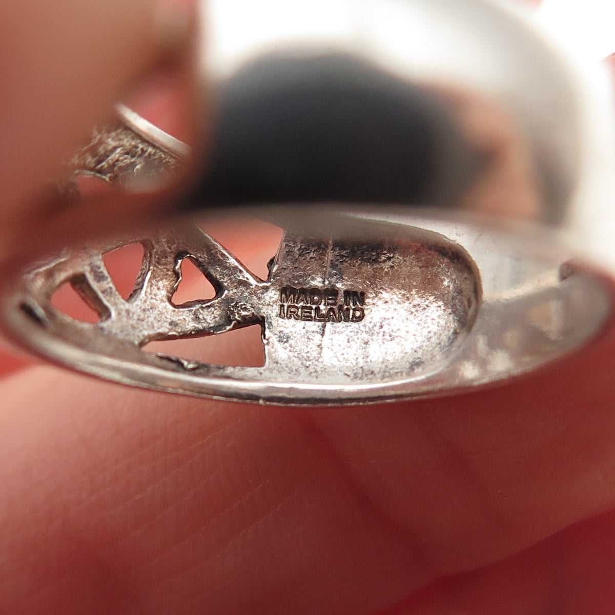 SOLVAR 925 Sterling Silver Vintage Ireland Celtic Knot Oxidized Ring Size 7