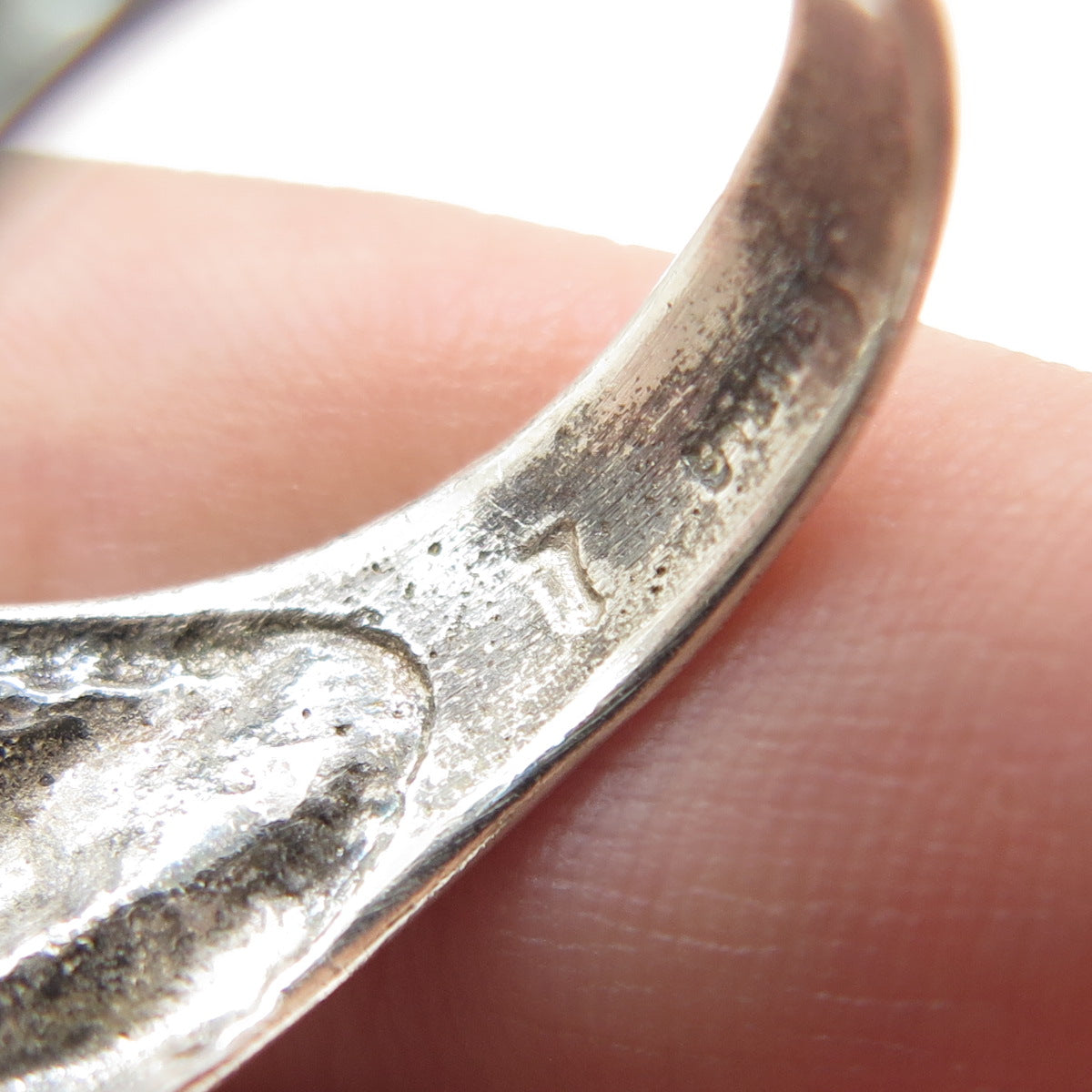 CELLINI 925 Sterling Silver Vintage Modernist Oxidized Ring Size 7.25