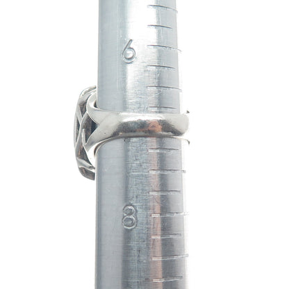 SX SALLY C 925 Sterling Silver Vintage Real Black Onyx Woven Ring Size 7