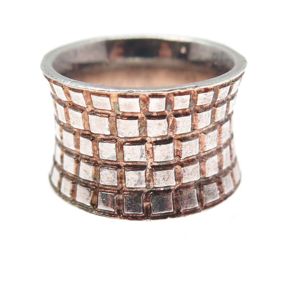 BOMA 925 Sterling Silver Vintage Geometric Oxidized Cigar Band Ring Size 7