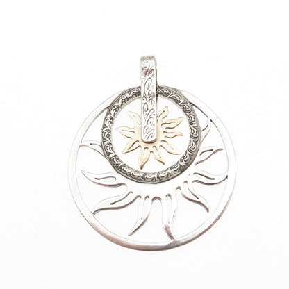 PRODESSO 925 Sterling Silver 14K Gold Vintage Israel Modernist Sun Pendant