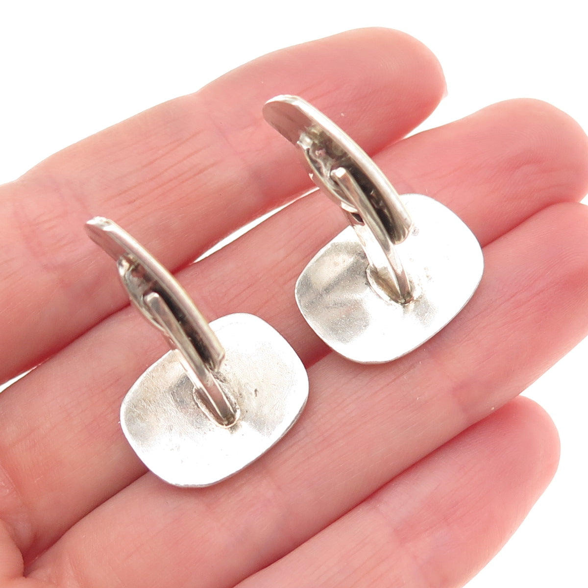 RJ JENSEN 835 Silver Gold Front Vintage Denmark Modernist Ribbed Cufflinks