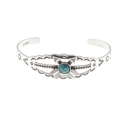 Old Pawn 925 Sterling Vintage Bisbee Turquoise Arrow Adjustable Bracelet 5.25"