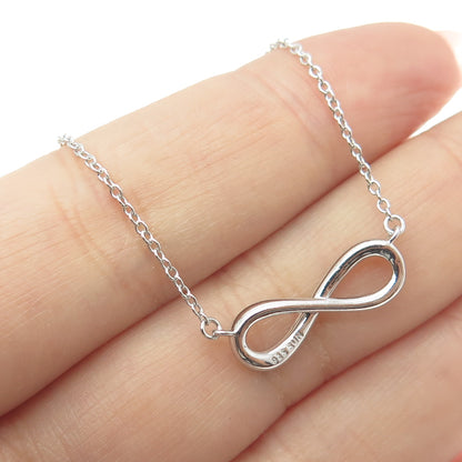 SUN 925 Sterling Silver Real Round-Cut Diamond Infinity Chain Necklace 16-18"