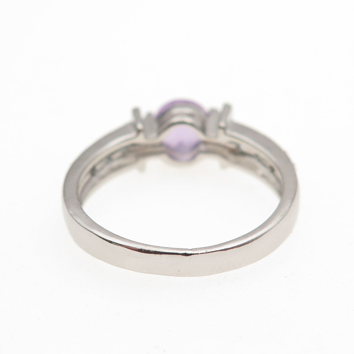 925 Sterling Silver Real Round-Cut Amethyst & Blue Topaz Ring Size 7.25