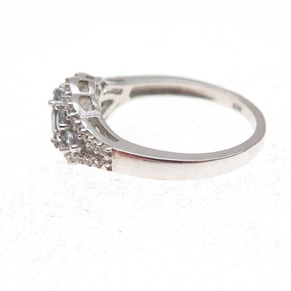 Chuck Clemency 925 Sterling Silver Real Iolite & White Topaz Ring Size 8