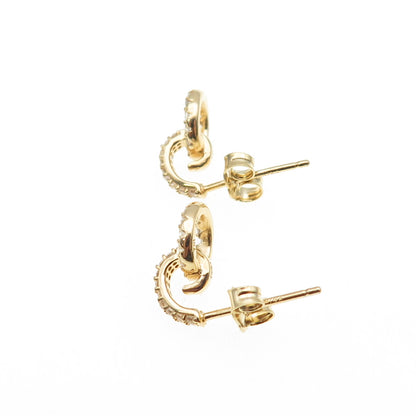 925 Sterling Silver Gold Plated Round-Cut C Z Circle of Life Drop Earrings