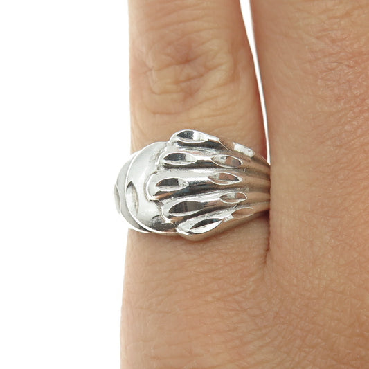 925 Sterling Silver Vintage Diamond-Cut Overlap Ring Size 5.75