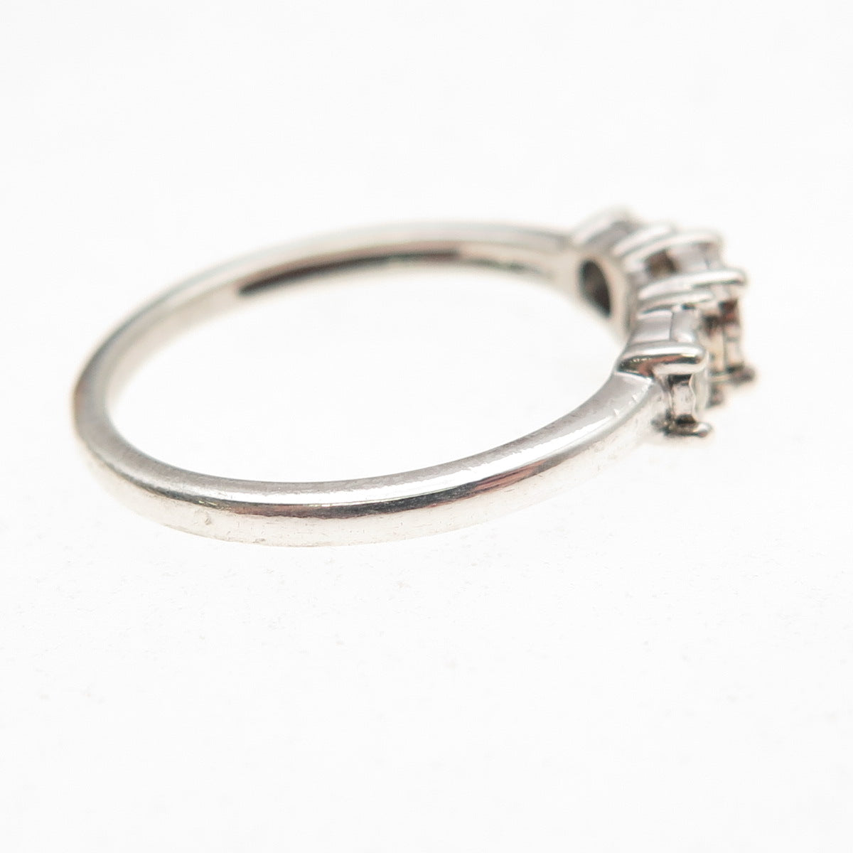 KRN Kiran 925 Sterling Silver Real Round-Cut Diamond Engagement Ring Size 7