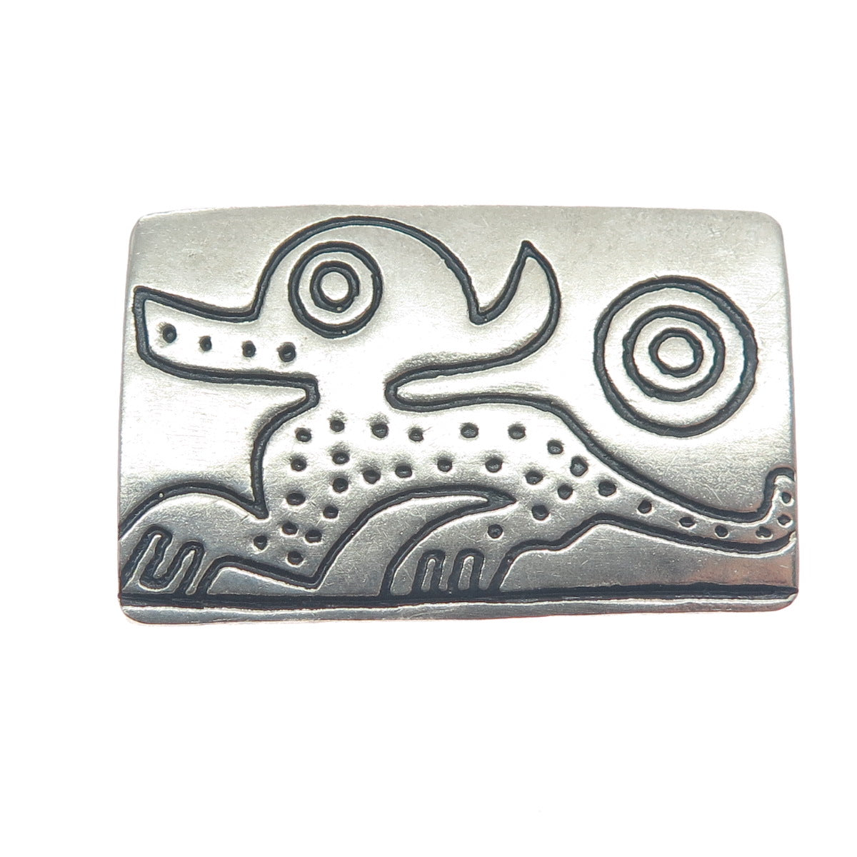 Old Pawn 925 Sterling Silver Vintage Southwestern Native Animal Oxidized Brooch